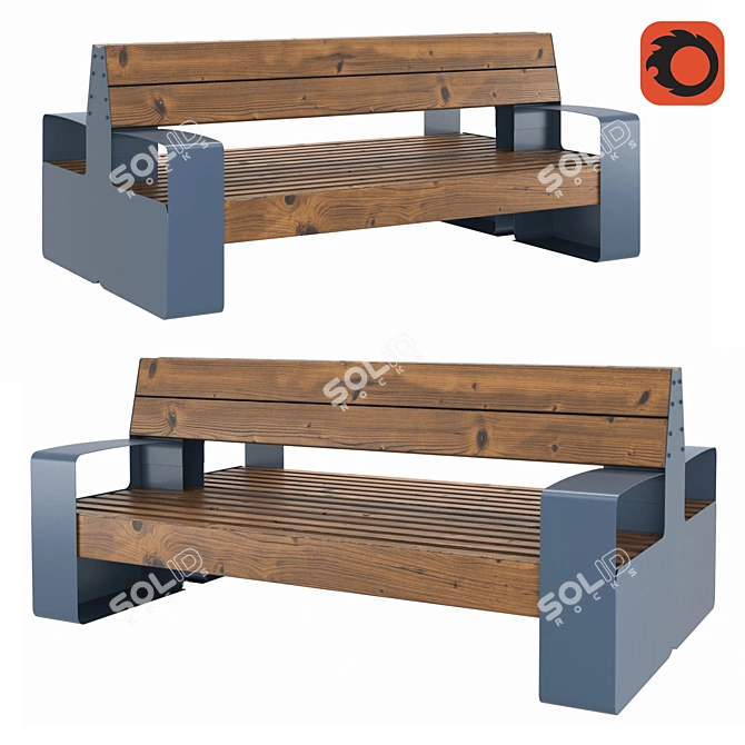 Coastal Double Bench 3D model image 1