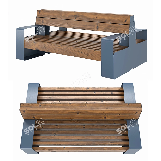 Coastal Double Bench 3D model image 2