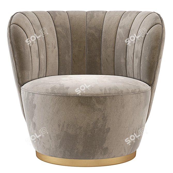 Elegant Pearl Velvet Armchair 3D model image 2