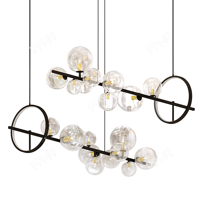 IONA I: Sleek Metal and Glass Ceiling Light with LED Matrix 3D model image 1