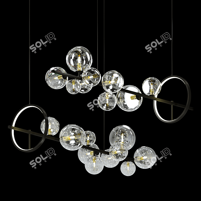 IONA I: Sleek Metal and Glass Ceiling Light with LED Matrix 3D model image 2