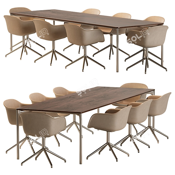 Modern Plano Table & Fiber Armchair 3D model image 4