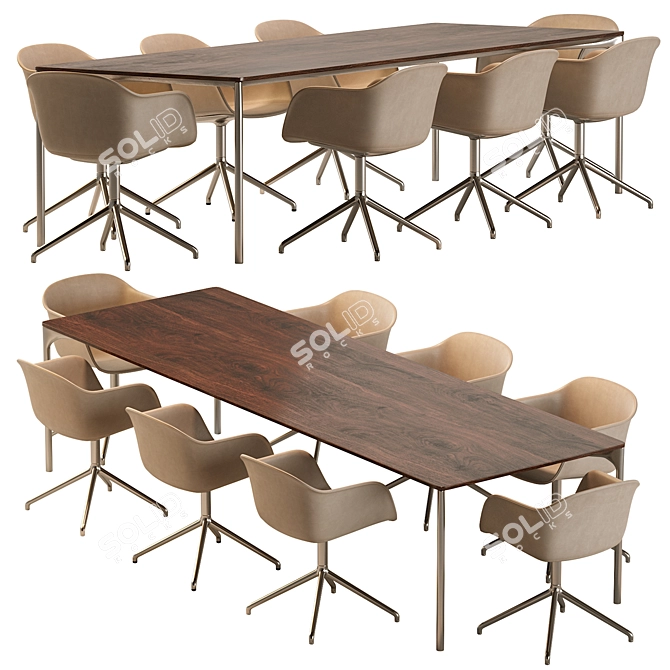 Modern Plano Table & Fiber Armchair 3D model image 5