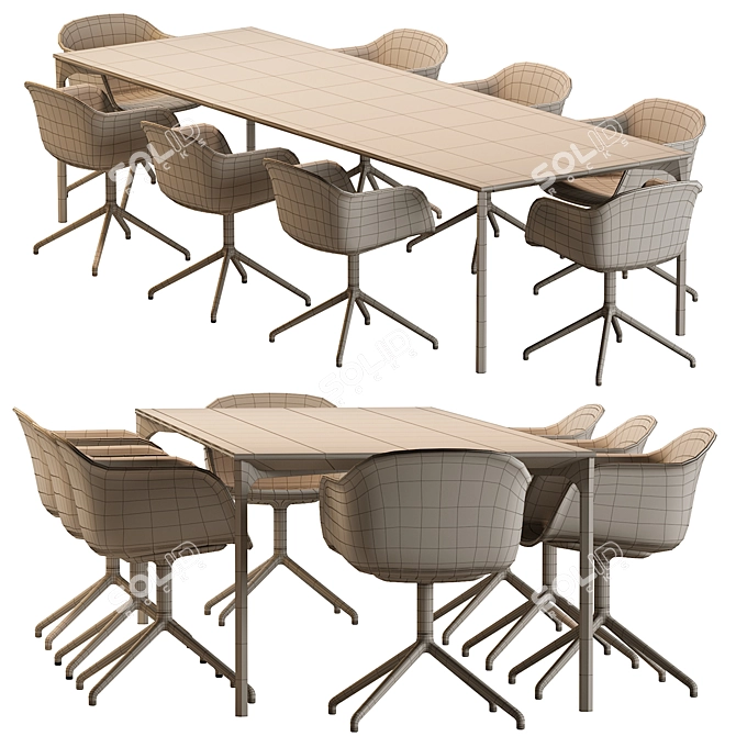 Modern Plano Table & Fiber Armchair 3D model image 6