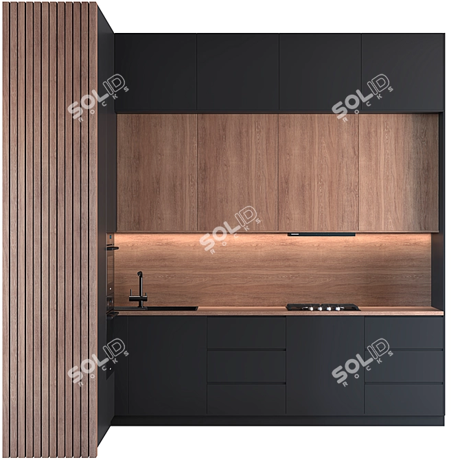 Modern Kitchen Design Set 3D model image 2