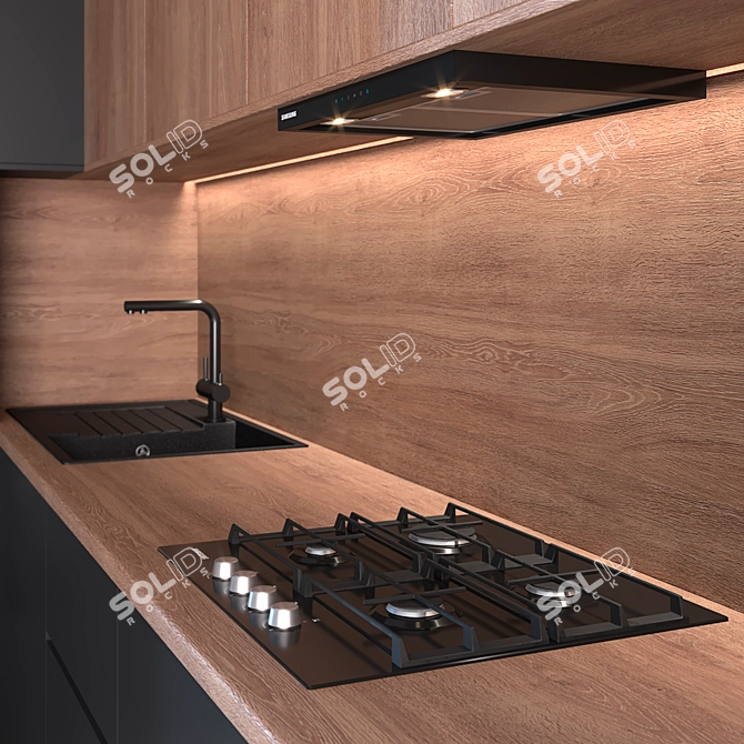 Modern Kitchen Design Set 3D model image 4