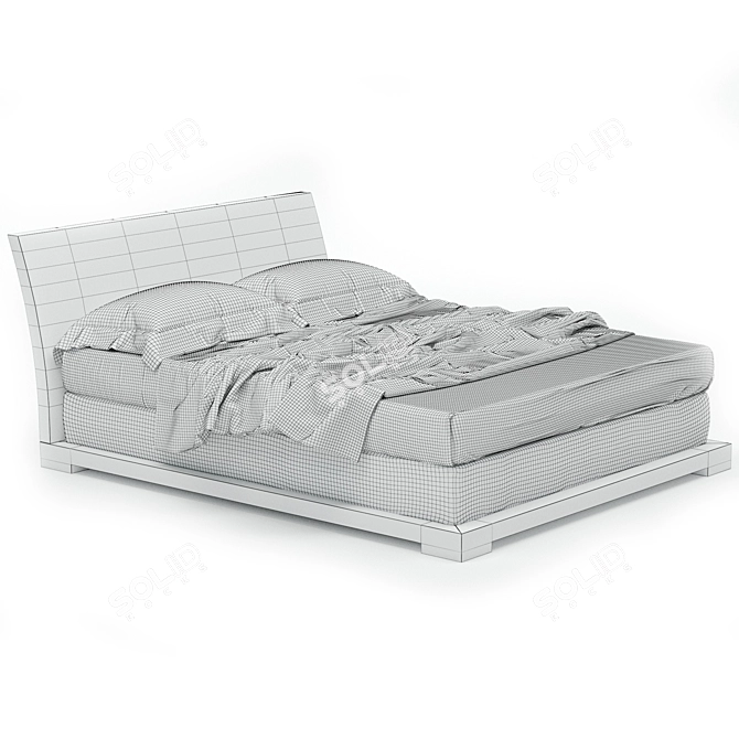 Modern Wood Double Bed Andaman 3D model image 7