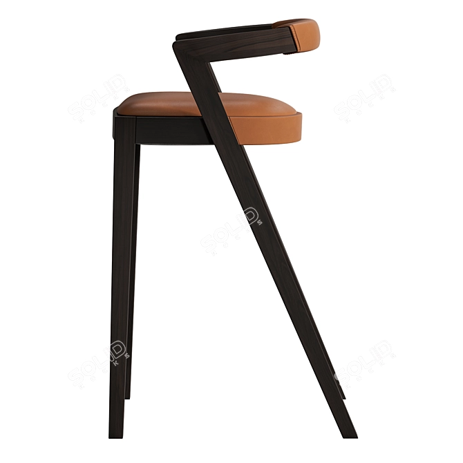 Geometric Wood & Leather Barstool 3D model image 3