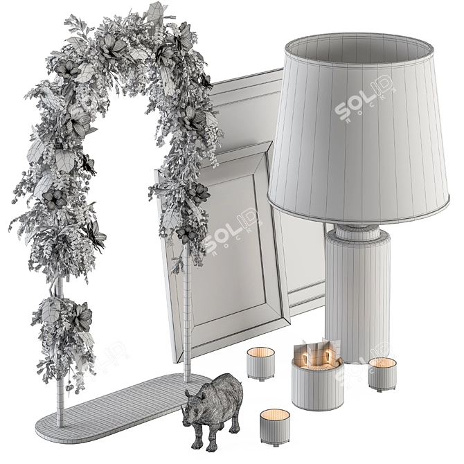 Elegant White & Cream Decor Set 3D model image 5