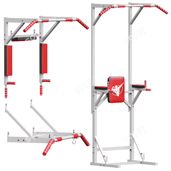 Versatile 3-in-1 Horizontal Bar Set 3D model image 2