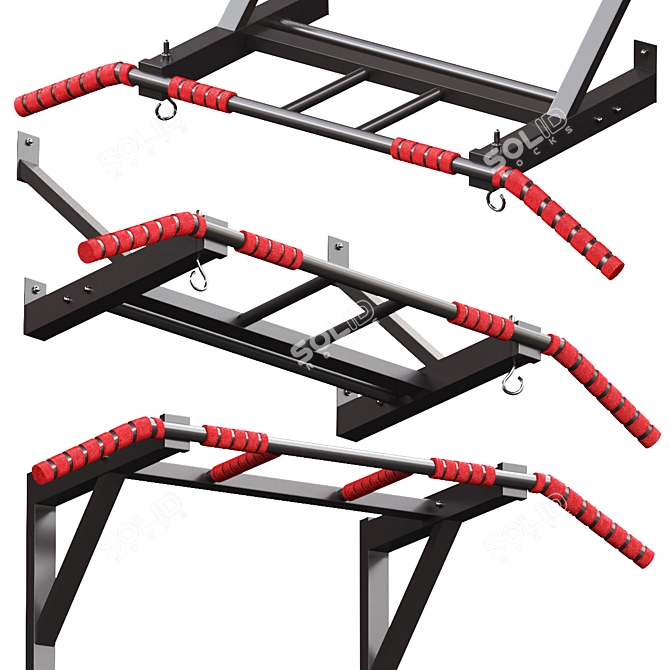 Versatile 3-in-1 Horizontal Bar Set 3D model image 3