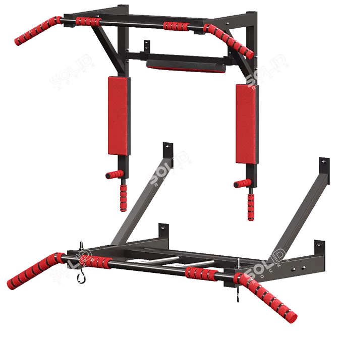 Versatile 3-in-1 Horizontal Bar Set 3D model image 4