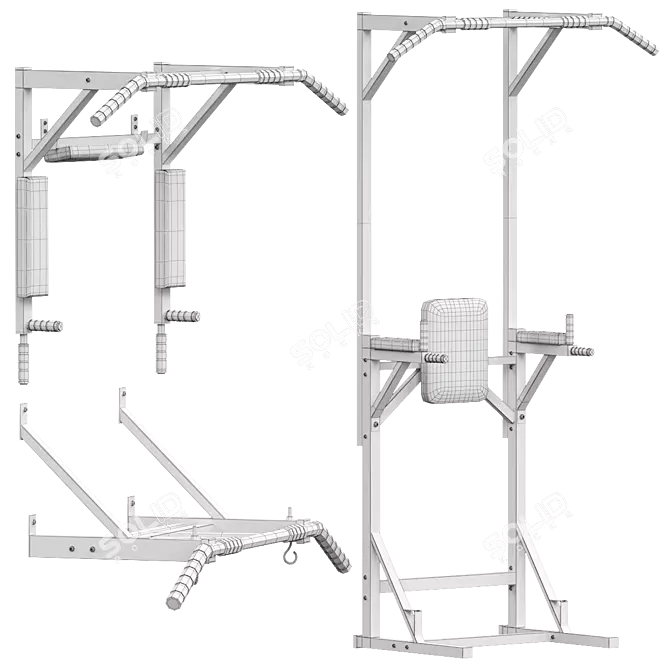 Versatile 3-in-1 Horizontal Bar Set 3D model image 7