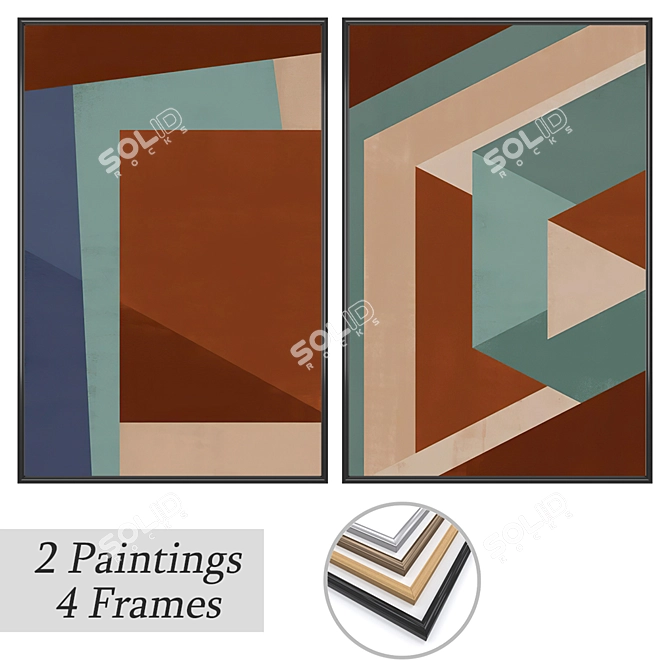 Dual Painting Set: Frames & Art 3D model image 1