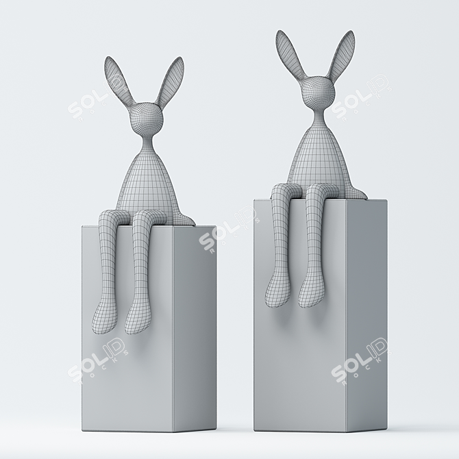 3D Rabbit Sculpture - High-Res Download 3D model image 2