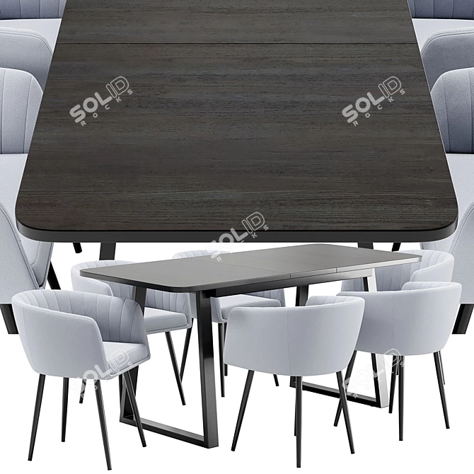 Modern Alina Dining Chair and Sheffilton Table Set 3D model image 3