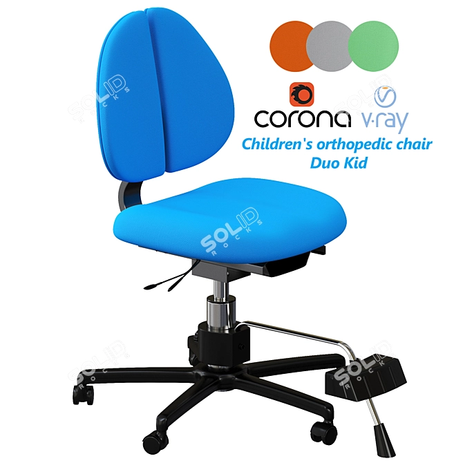 DUO Kid2Youth Study Chair: Ergonomic, Stylish & Functional 3D model image 1