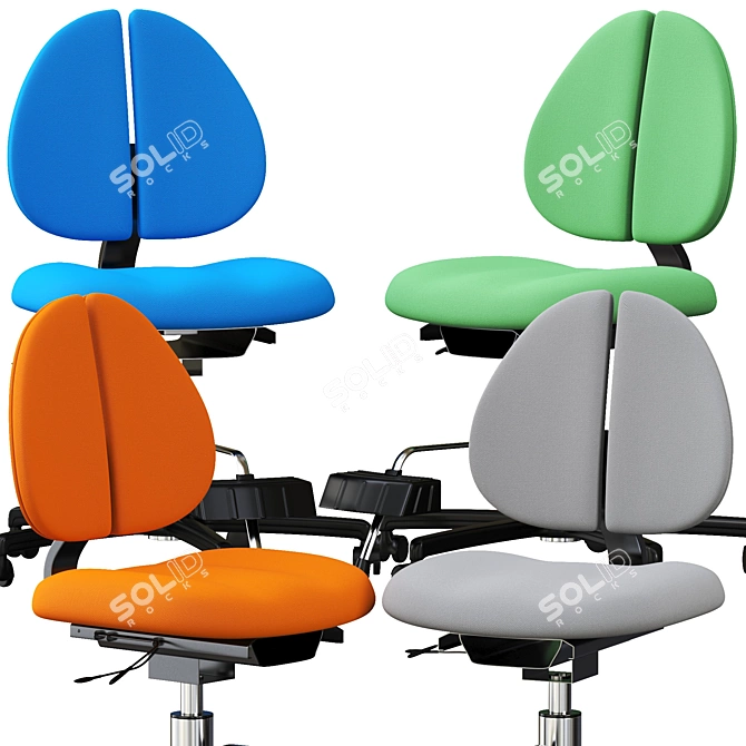 DUO Kid2Youth Study Chair: Ergonomic, Stylish & Functional 3D model image 2
