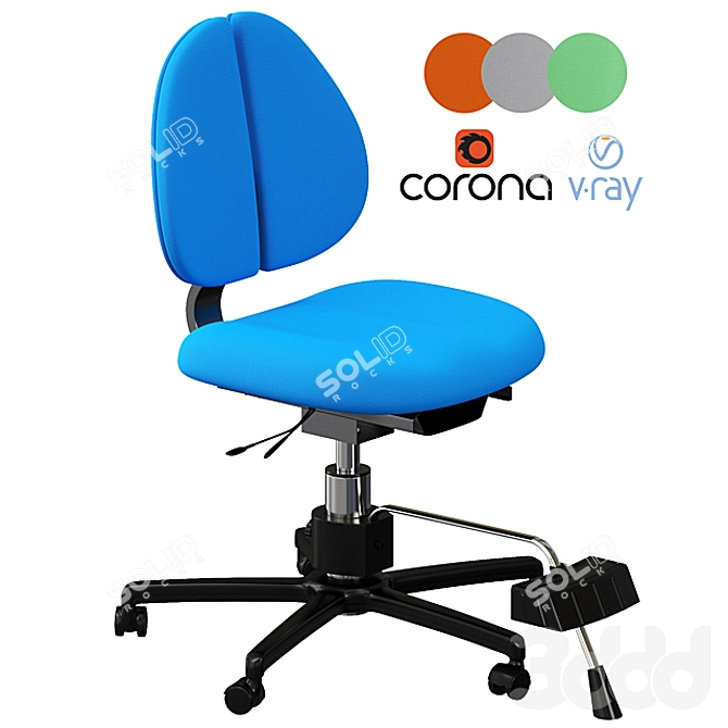 DUO Kid2Youth Study Chair: Ergonomic, Stylish & Functional 3D model image 8