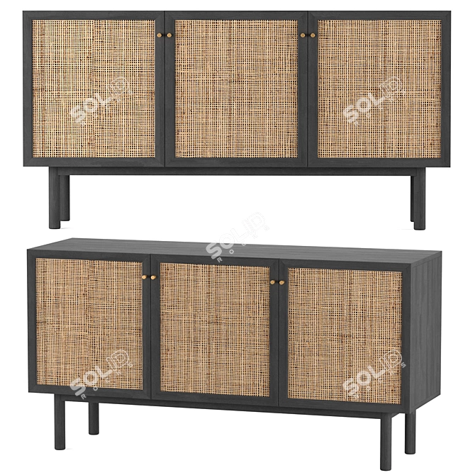 Natural Rattan Oak Sideboard - Pavia 3D model image 2