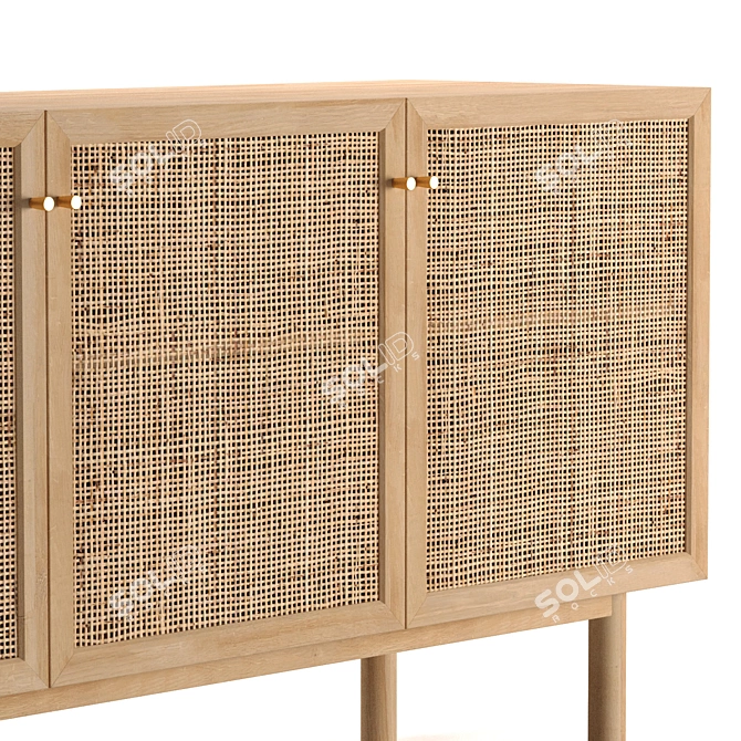 Natural Rattan Oak Sideboard - Pavia 3D model image 3