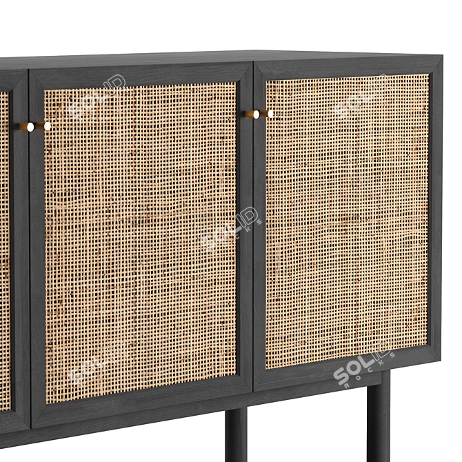 Natural Rattan Oak Sideboard - Pavia 3D model image 4