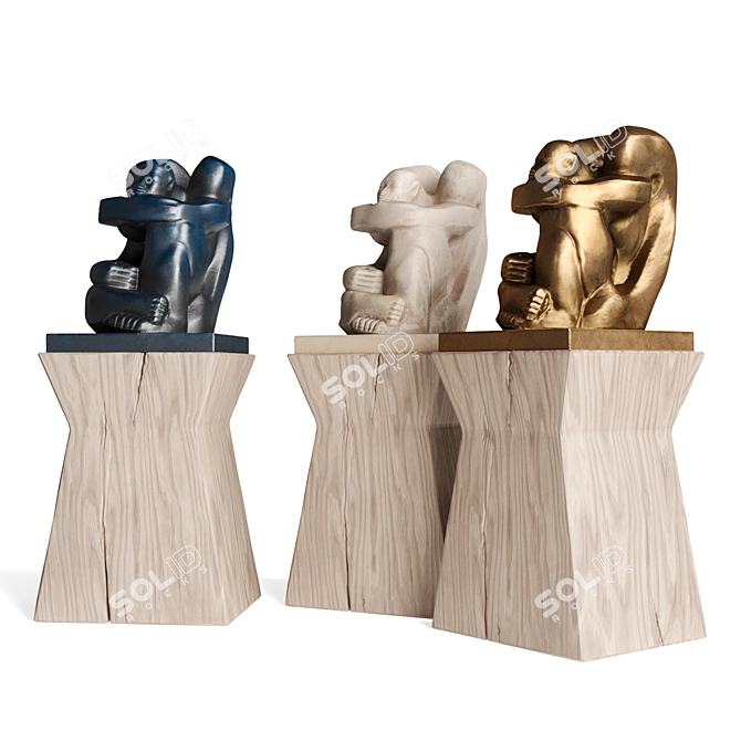 Elegant African Abstract Sculpture 3D model image 3