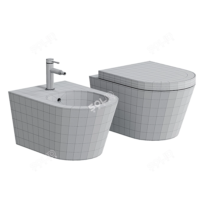 Valdama IL: Stylish Wall Hung WC & Bidet 3D model image 2