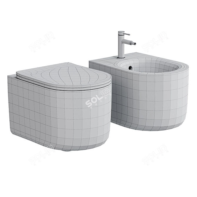 Sleek Matt Ceramic WC 3D model image 2