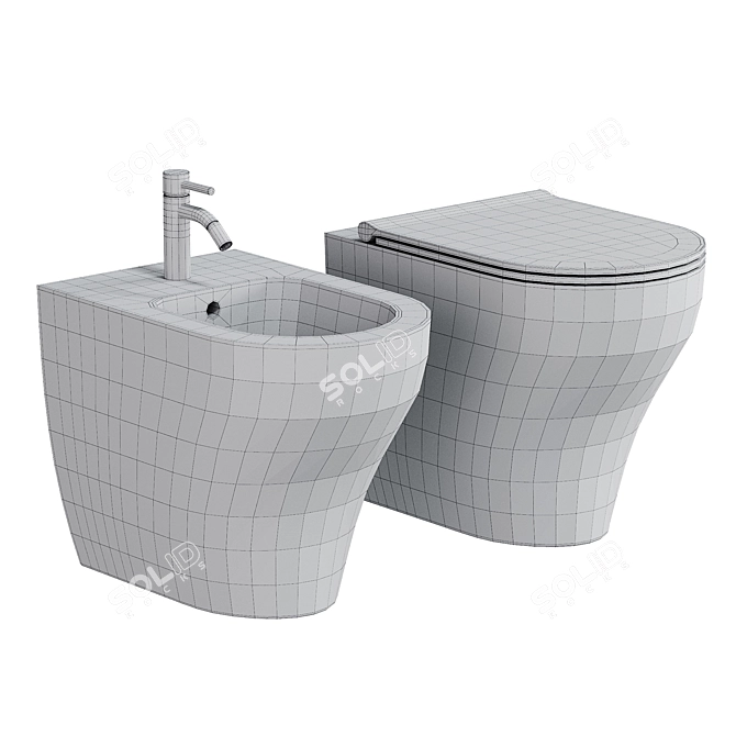 Gray Unica Alice Ceramic Back to Wall WC 3D model image 2