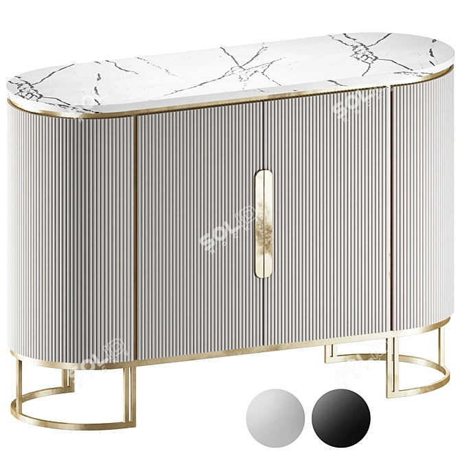 Sleek White Marble Sideboard 3D model image 1