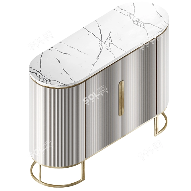 Sleek White Marble Sideboard 3D model image 2