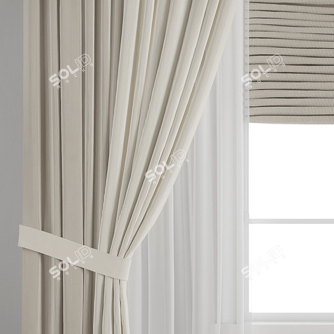 Premium Polygonal Curtain Model 3D model image 2