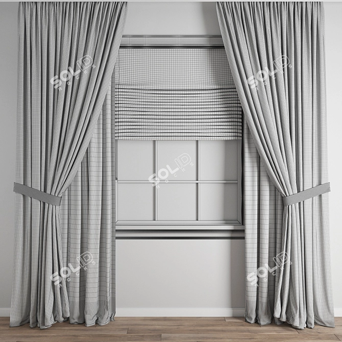 Premium Polygonal Curtain Model 3D model image 3