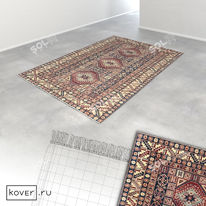 Ethnic Charm: KAZAK MIX-IVR Rug 3D model image 2