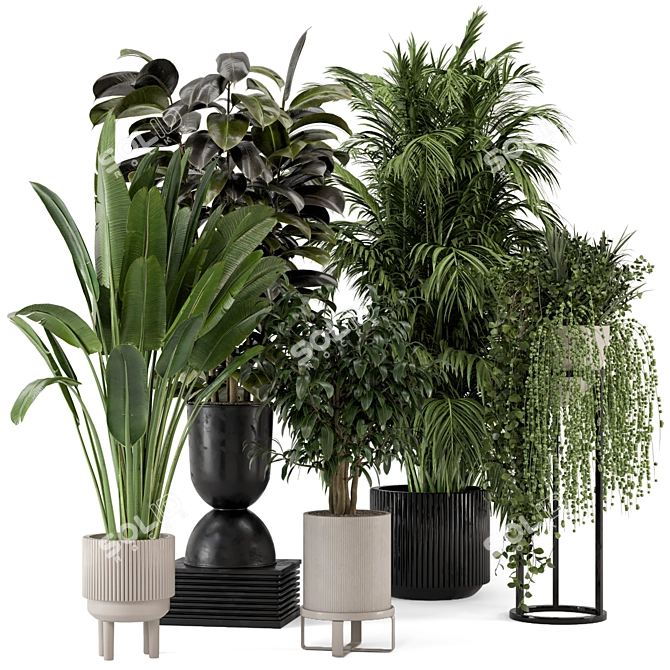 Ferm Living Indoor Plants: Bau Pot Large - Set 552 3D model image 1