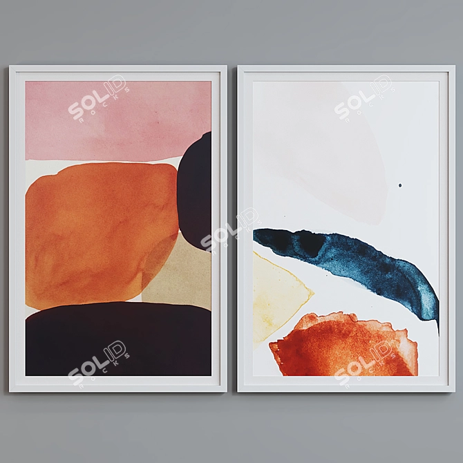 Modern Abstract Picture Frame Set 3D model image 3