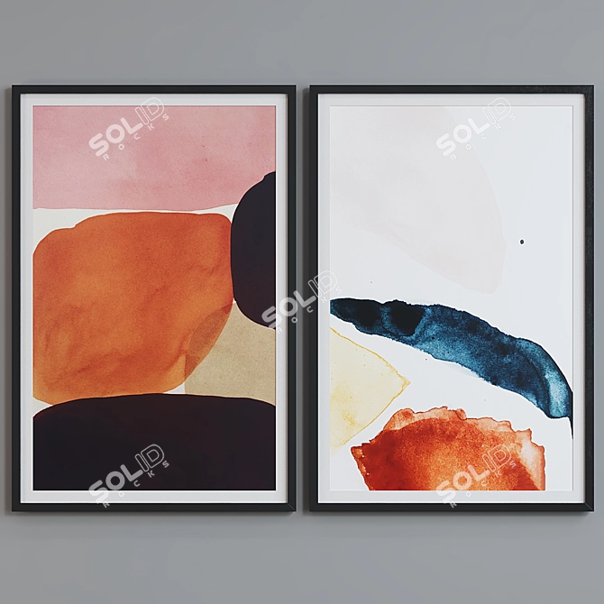 Modern Abstract Picture Frame Set 3D model image 4