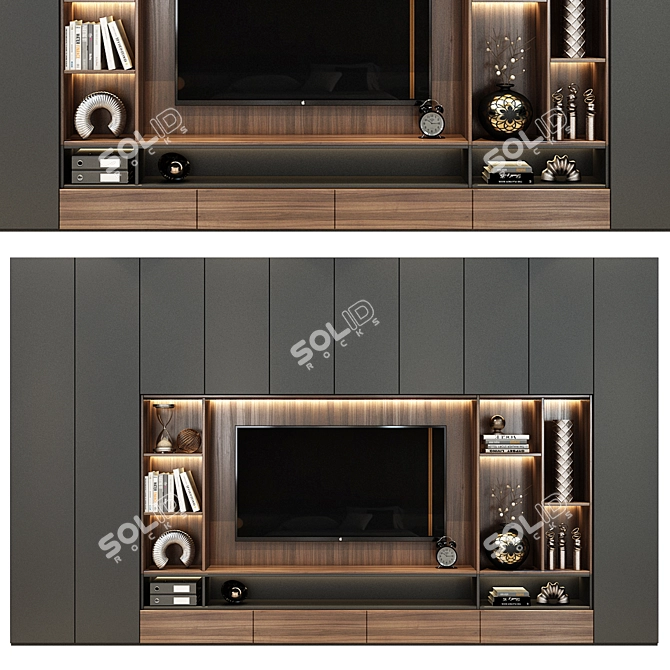 Sleek TV Wall Decor 3D model image 1