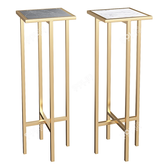 Elegant Marble & Brass Drink Table 3D model image 1