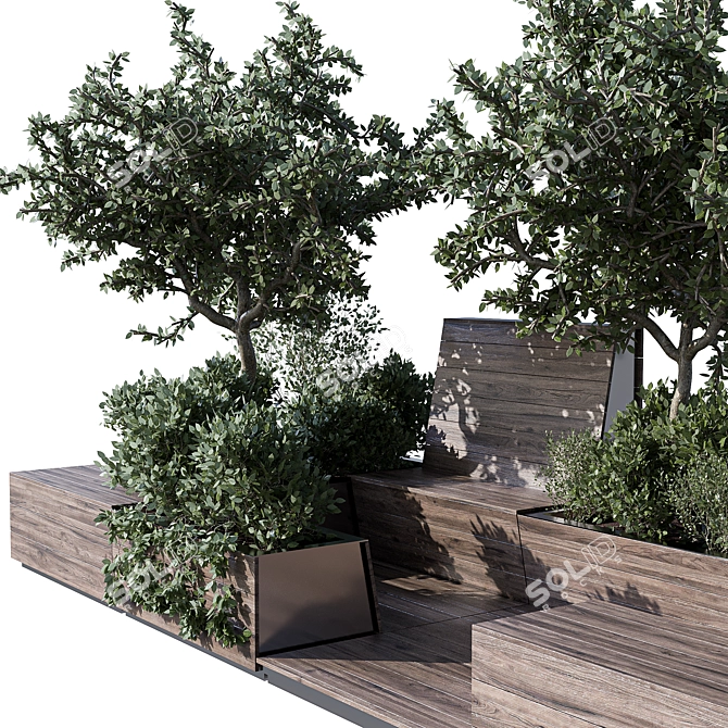 Parklet Oasis: Bushes & Trees 3D model image 5