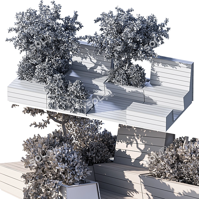 Parklet Oasis: Bushes & Trees 3D model image 7