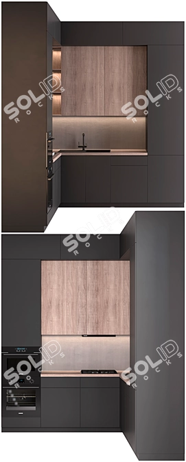 Modern Kitchen Set with 3D Renders 3D model image 2