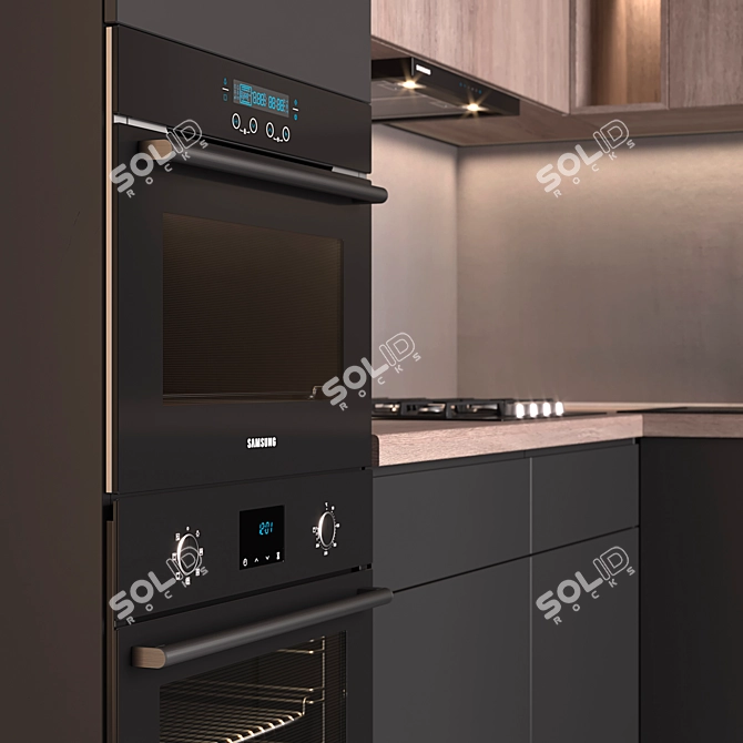 Modern Kitchen Set with 3D Renders 3D model image 3