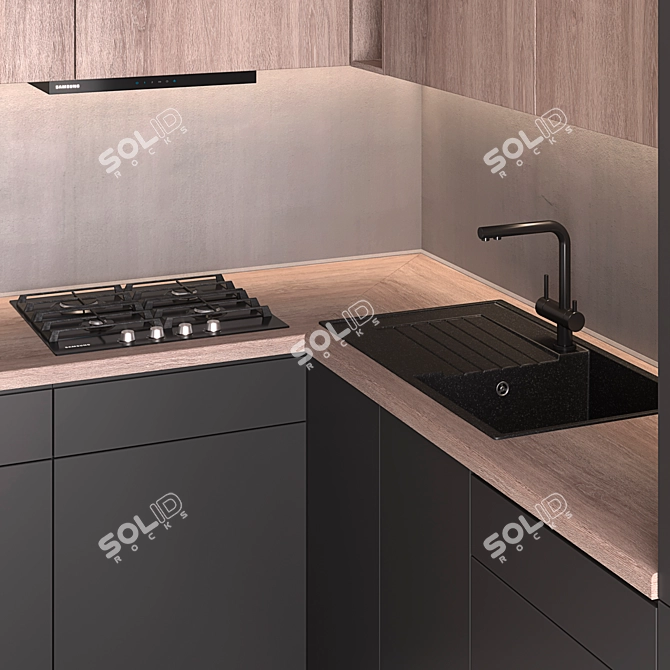 Modern Kitchen Set with 3D Renders 3D model image 4