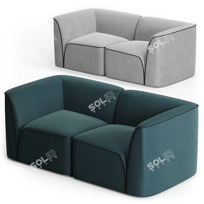 Organic Comfort: Flora 2-Seater Sofa 3D model image 3