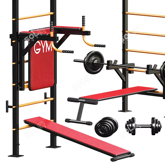 Sport Swedish Wall: Versatile Fitness Equipment 3D model image 2