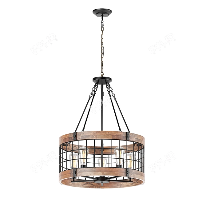 Rustic Cage Chandelier: Elegant Dining Lighting 3D model image 1