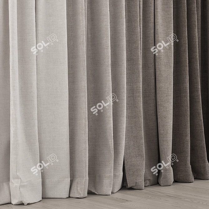 Cotton Curtain Set - 3100mm x 3850mm 3D model image 2