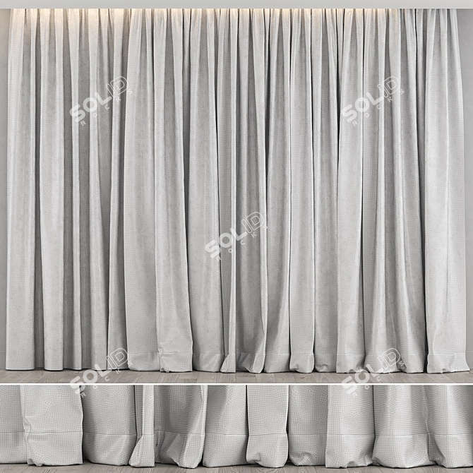 Cotton Curtain Set - 3100mm x 3850mm 3D model image 3